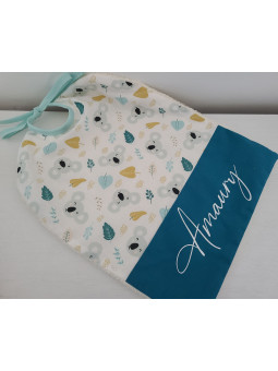 Bavoir coton koalas / éponge personnalisé prénom